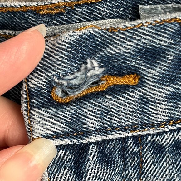 Badge Denim Shorts Women’s 14 Blue High Waist Vintage Bermuda Y2K Streetwear 90s - Picture 9 of 10